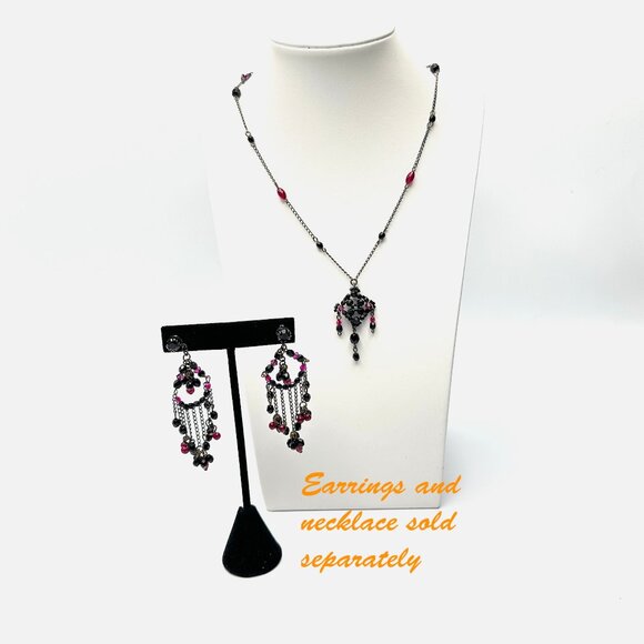 1990s Ruby & Black Crystal Pendant by Erickson Beamon — Dramatic Y Necklace— EUC - Picture 6 of 6